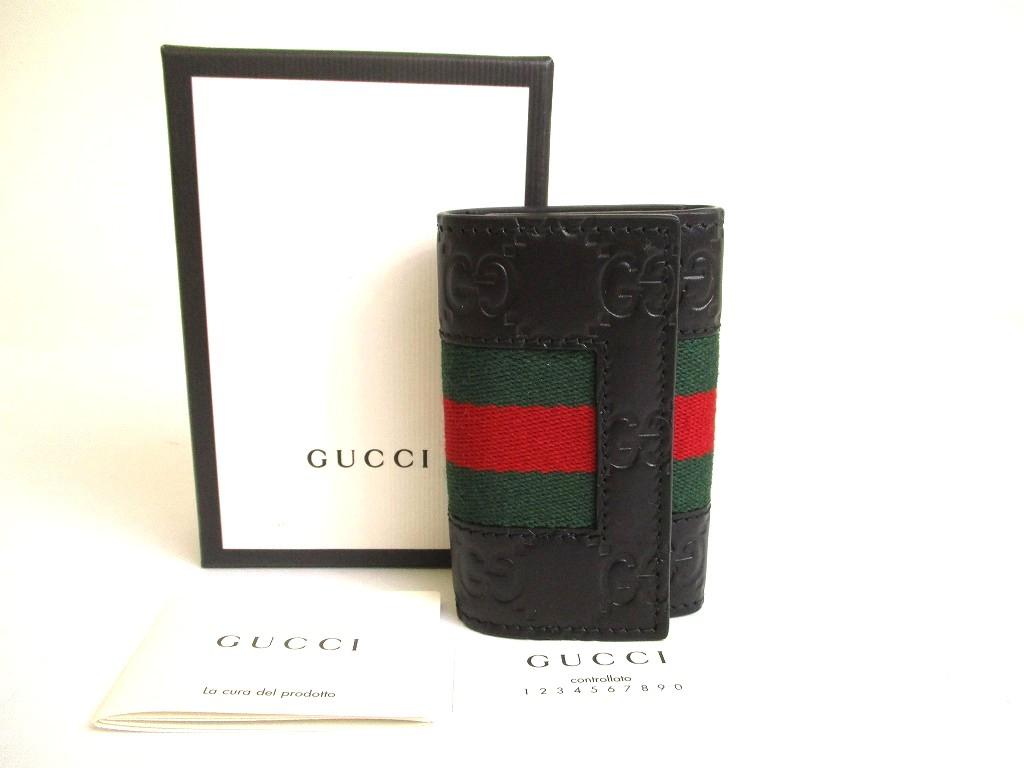 Authentic GUCCI Guccissima Black Leather 6 Pics Key Cases #a781  Refurbished