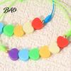 Fashionable Stackable Bracelet Colorful Hearts Bracelet, Handmade Braided Cord String Adjustable Sweet Aesthetic Hand Ornament Heart Shaped Clay Beads