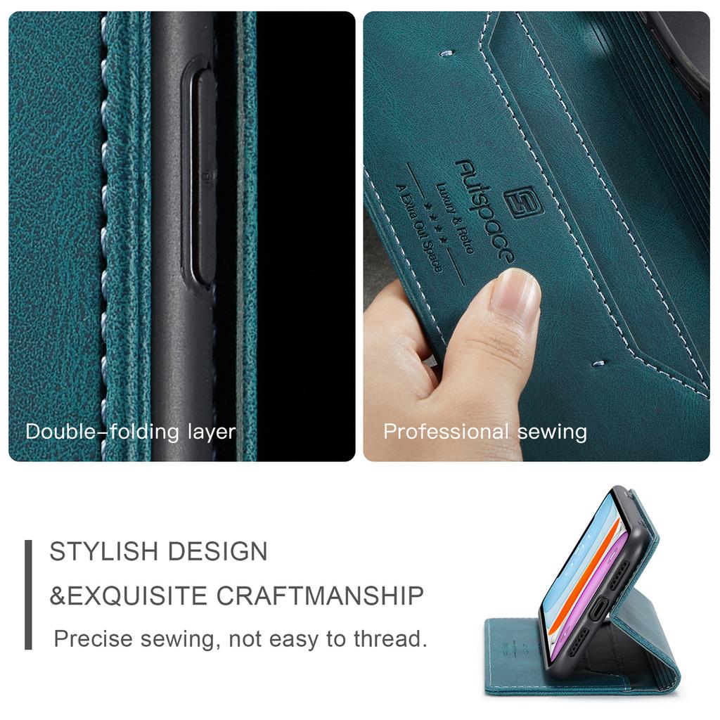 iPhone 11 Pro Max Vintage Leather Flip Wallet Case with RFID Blocking Card Slot, Matte Retro Folio Cover for Women Men (4 Colors)