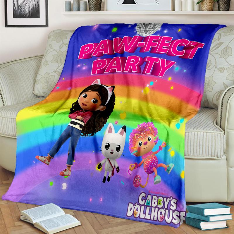 

3D Kawaii Gabbys Dollhouse Cartoon Girl Gift Blanket,Soft Throw Blanket for Home Bedroom Bed Sofa Travel Picnic Cover Kids 75x90cm