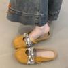 Baotou Schweinefuß-Hausschuhe tragen Frühling und Sommer neues französisches sanftes Retro-Kleid halb zu Mary-Jane-Single-Schuhen