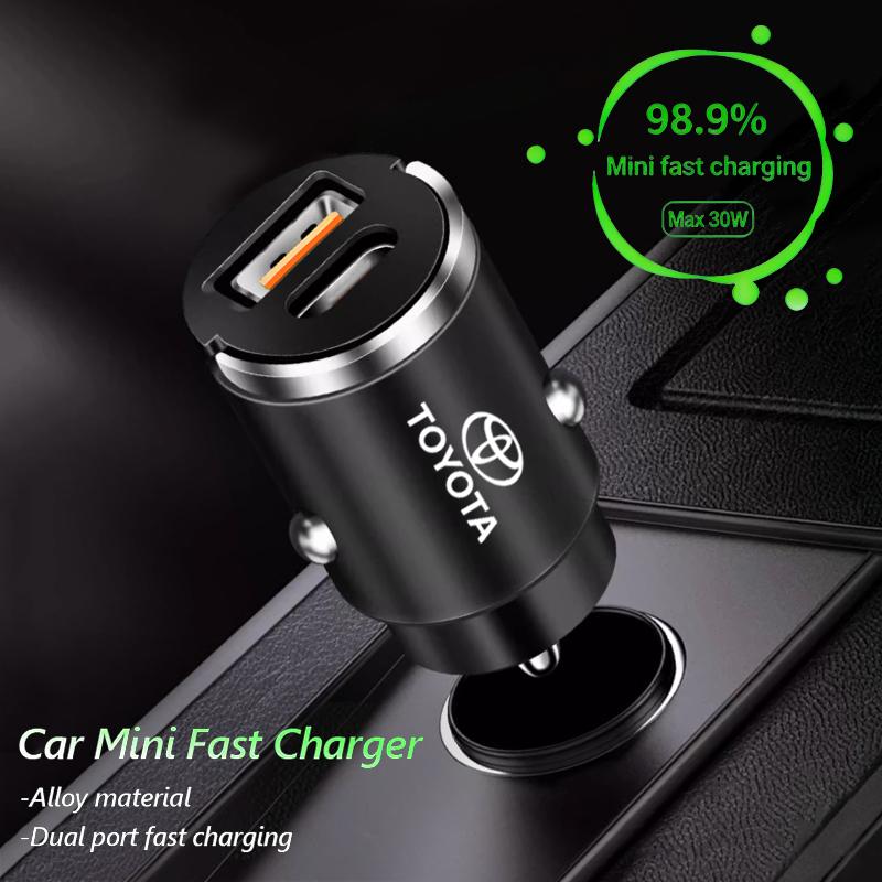 Car Cigarette Lighter Charger QC3.0 USB Type C Phone Fast Charging For Toyota Corolla Yaris Camry Prius RAV4 CHR Hilux Avensis