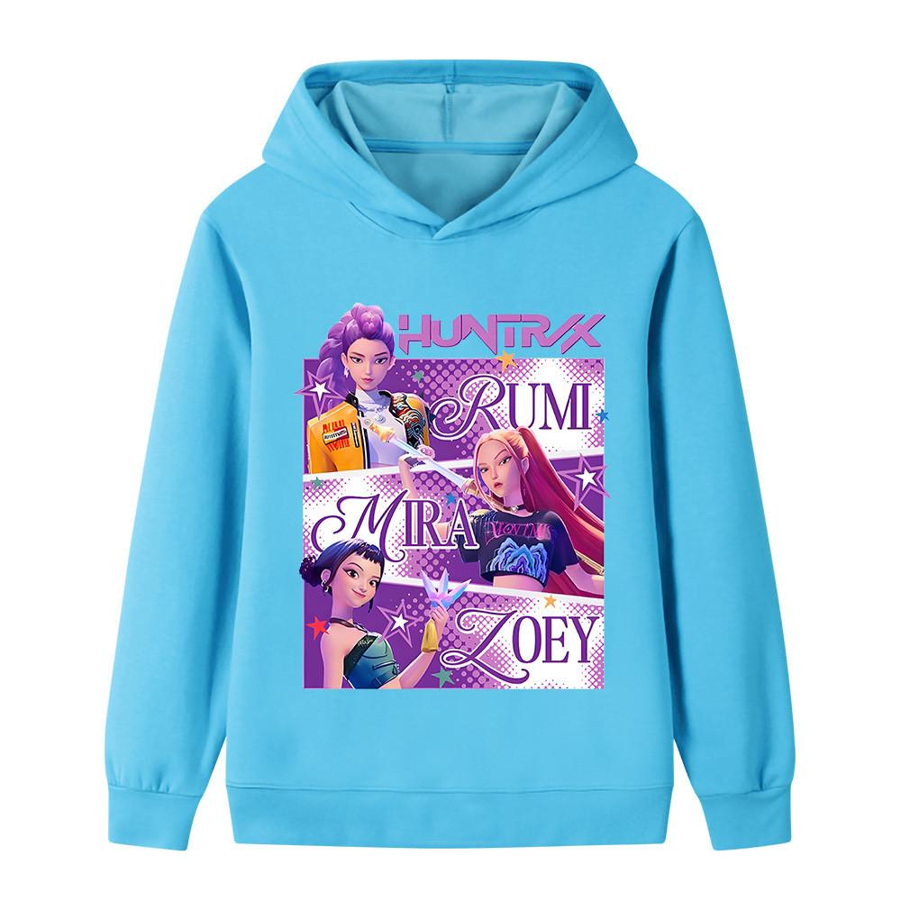 B1199 Kids Boys Girls Kpop Rumi Zoey Mira Print Long Sleeves Hoodie