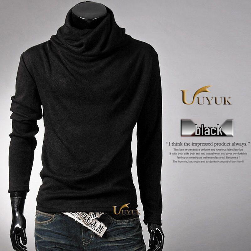 Men's Slim Fit Turtleneck Knit Sweater: Spring & Autumn Solid Color, Korean Style Long Sleeve Pullover.