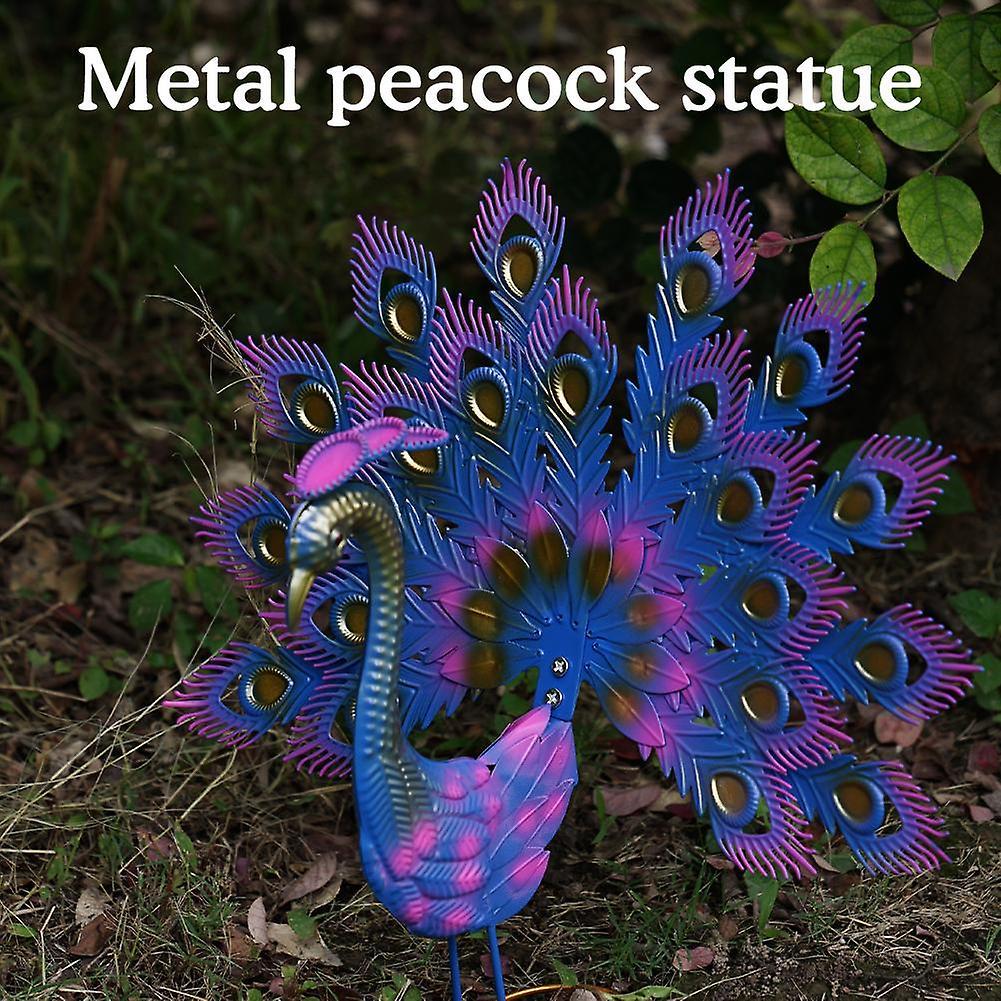 Peacock Statue Garden Decor Metal Peacock Yard Art Lawn Decor Outdoor Sculptu