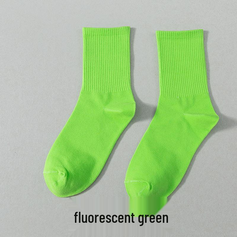 Zhuji Women's Colorful Mid-Calf Socks - Fashionable Candy Colors for Spring & Autumn, Versatile Japanese Style Trendy Solid Socks