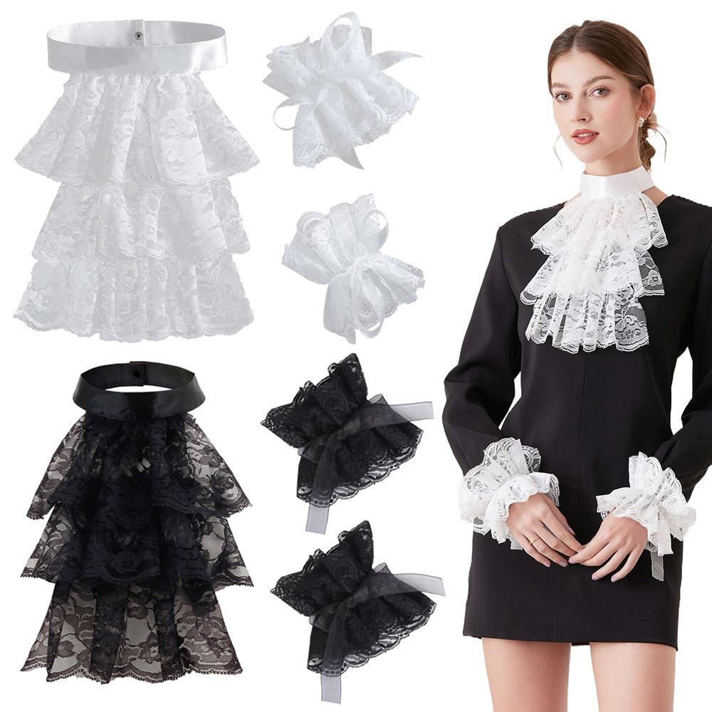 Detachable Lace Jabot Collar Solid Color Ralph Collar  Stage Performance Costume Accessory