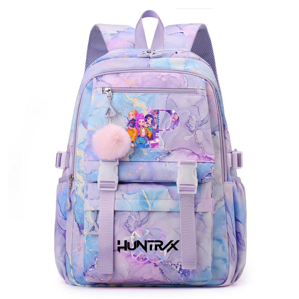Cute Cartoon 26 English Letters Printed Backpack Schoolbag for Teenager Student Girl Boy Bookbag Large Capacity Waterproof Travel Bag Mochila