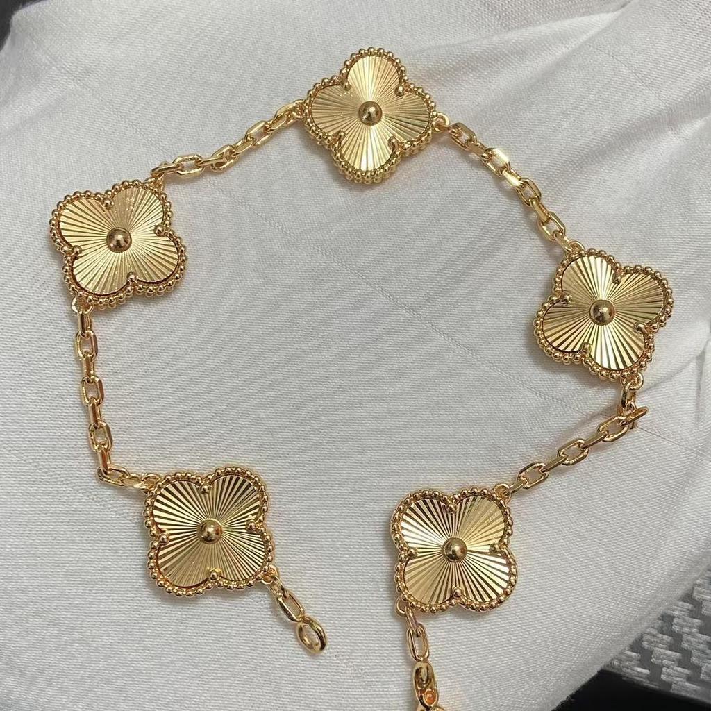 Nouă Versiune Brățară Trifoi cu Patru Foi Cinci Flori Agat Roșu Natural Sidef Alb Brățară Dama Brățară Laser