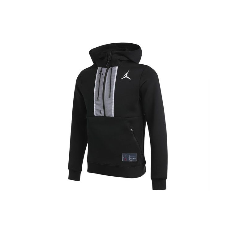 Air Jordan Casual Sport Half-Zip Logo Hoodie Jacket Men Outerwear Black CK6454-010