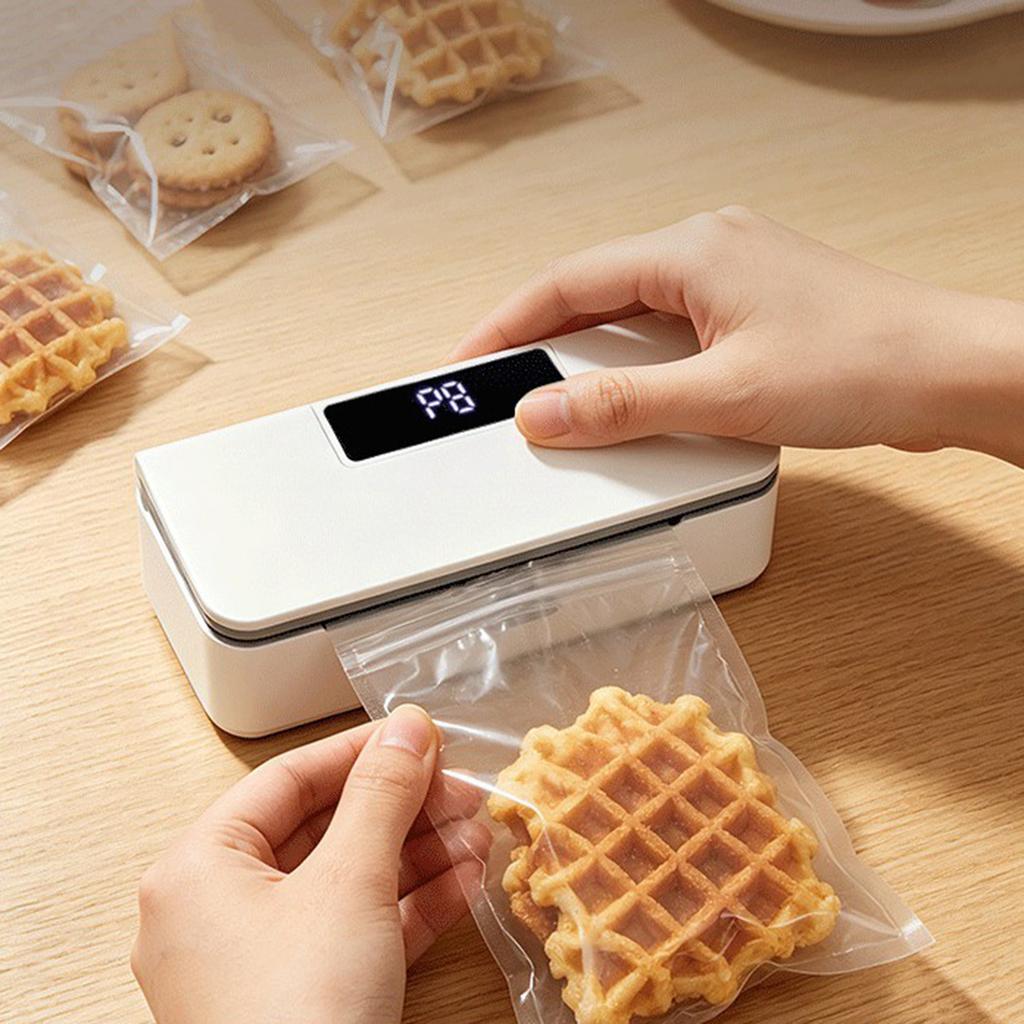 2 In 1 Mini Bags Sealer and Cutter LED Display Portable Bag Sealer 8-Level Adjustable for Restaurant&Apartment&Dormitory