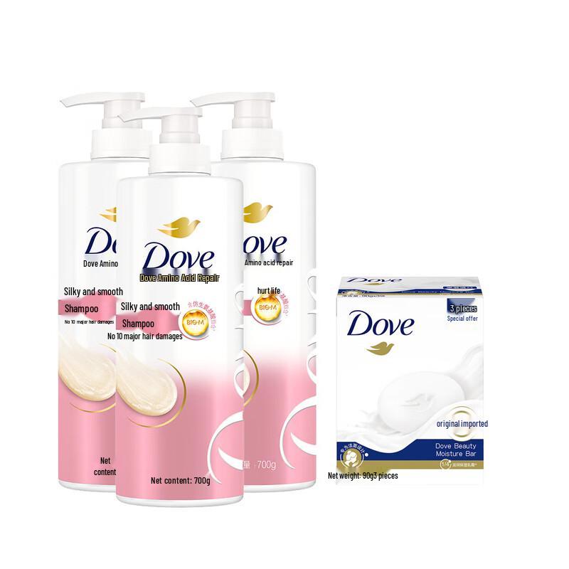

Dove Silky Smooth Amino Acid Shampoo & Cream Bar Soap Set