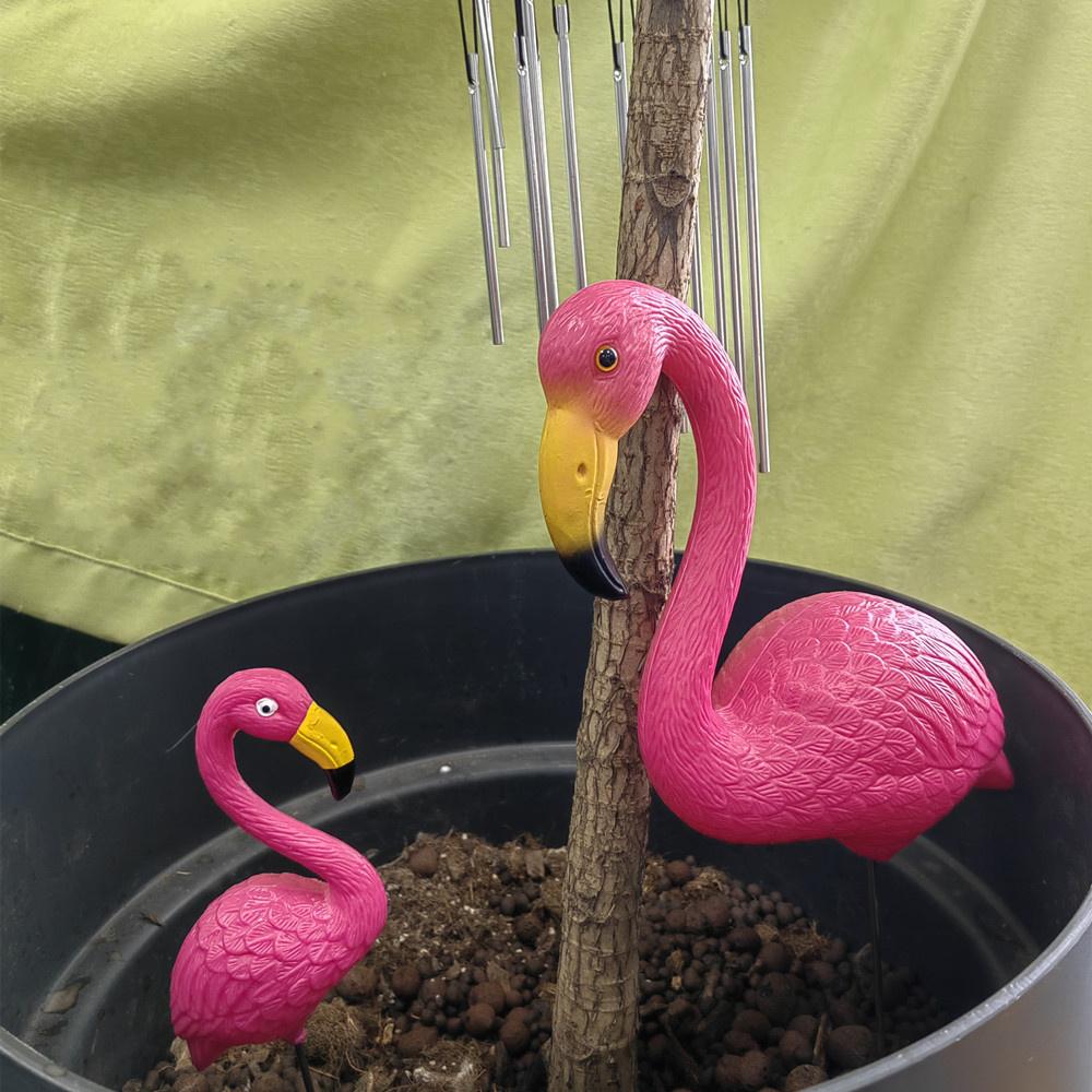 Mini Rosa Rot Klein Plastik Flamingo Hofdekoration Vogel Rasen Gartenpfahl Statue Figuren Ornament Blumentopf Pflanzgefäß
