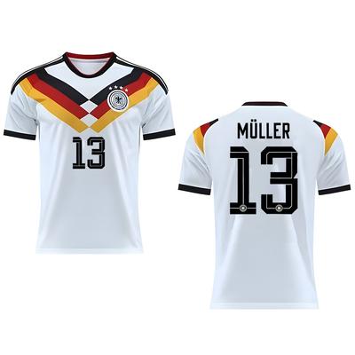 Maillot domicile Coupe du Monde 2026 Allemagne Numéro 13 Muller Football T-shirt Unisexe