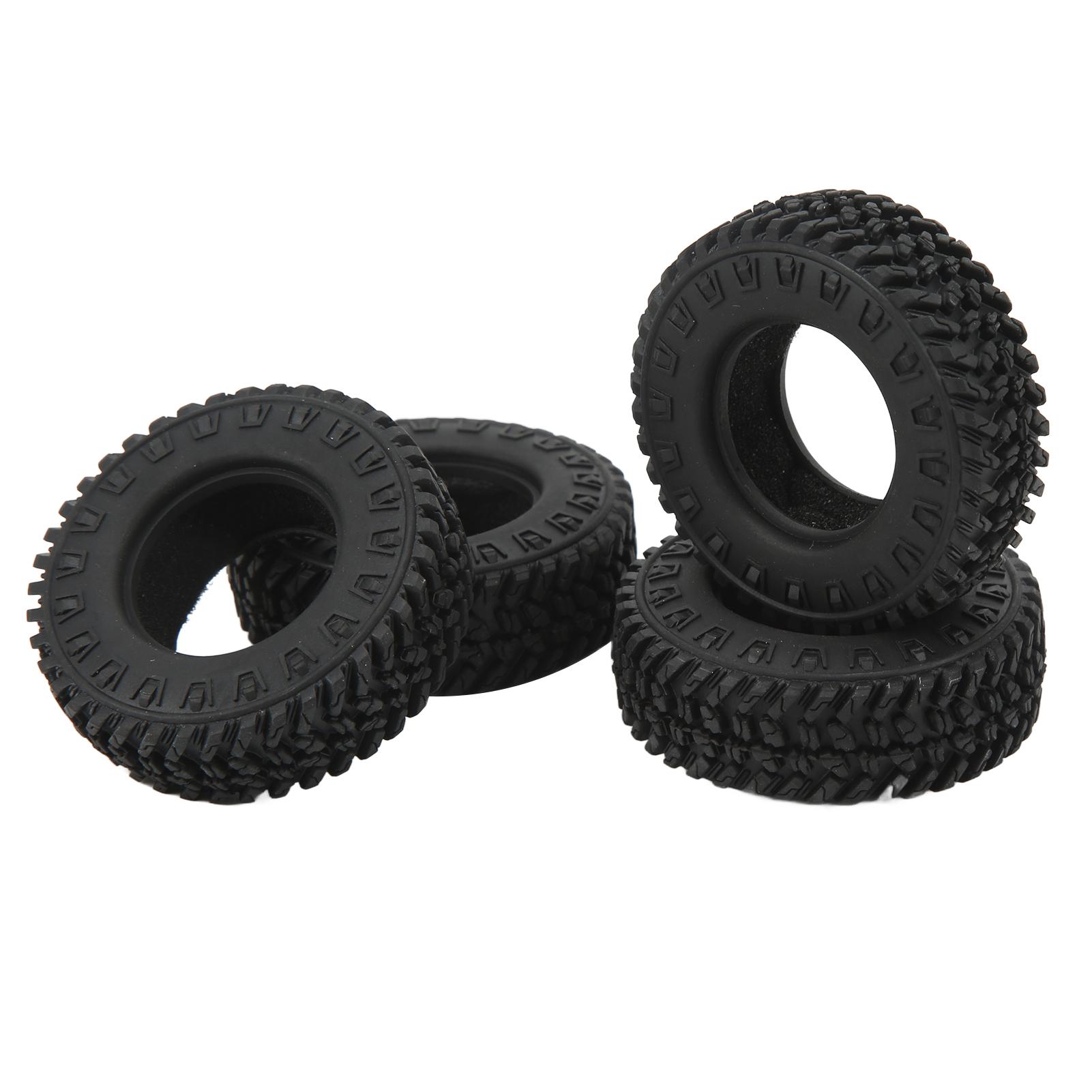 

4Pcs RC Rubber Tires Wear Resistant Stable Driving RC Car Tires for FMS FCX24 1/24 Climbing Car Black