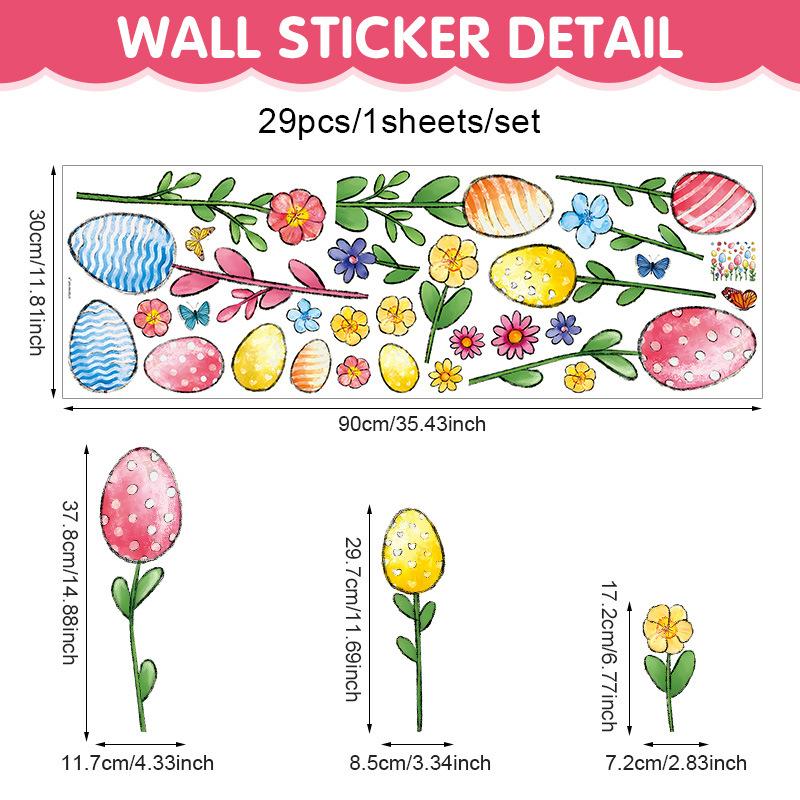 Easter Window Stickers Colorful Easter Eggs Glass Windows Static Sticker Decor Decoration Spring Party Gift For Kids Room