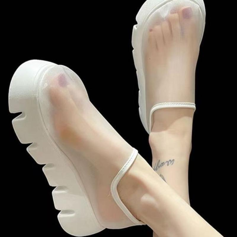 New piano sole heightened non-slip muffin mesh yarn breathable single shoes women summer one-pedal sandals women