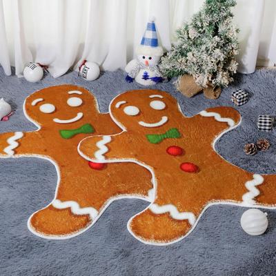 2-Piece Christmas Gingerbread Man Rug Set Soft, Non-Slip Bathroom Mat Indoor/Outdoor Entrance Doormat Home Decor