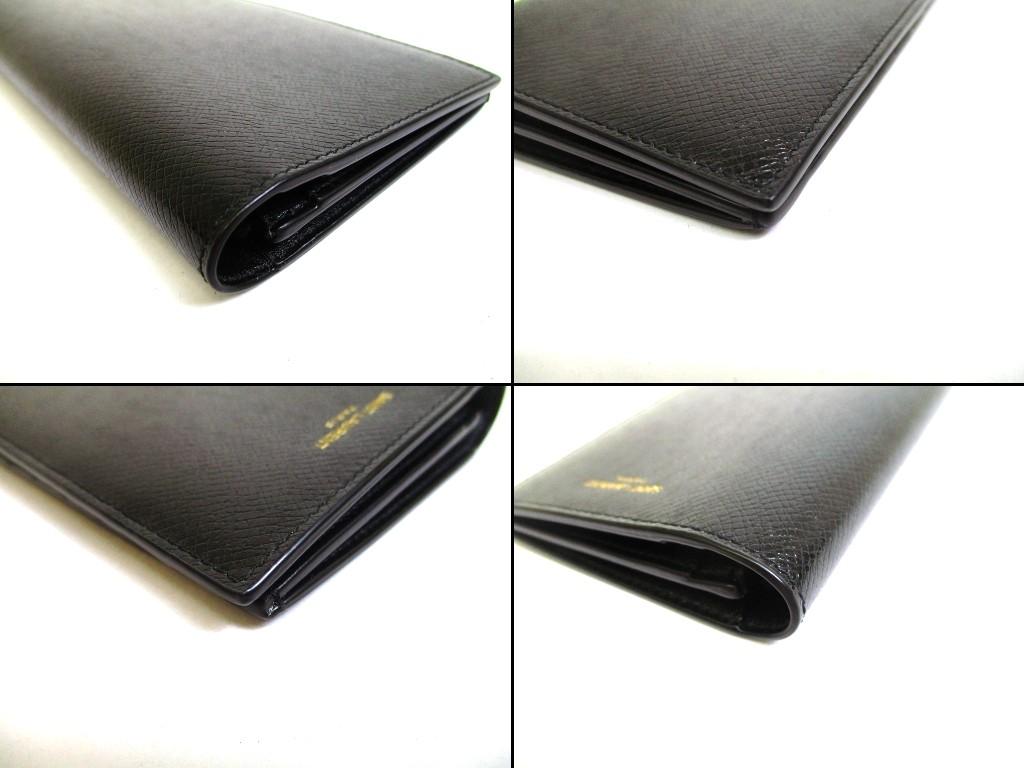 Authentic Saint Laurent YSL Black Leather Long Flap Wallet #b243 Seller refurbished