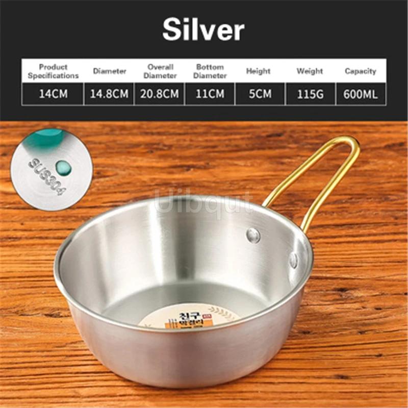 Rice Golden Bowls with Handle Wine Bowl Cooking Basin Seasoning Bowl Noodle Bowl Korean 304 Stainless Steel Rice Wine Bowls