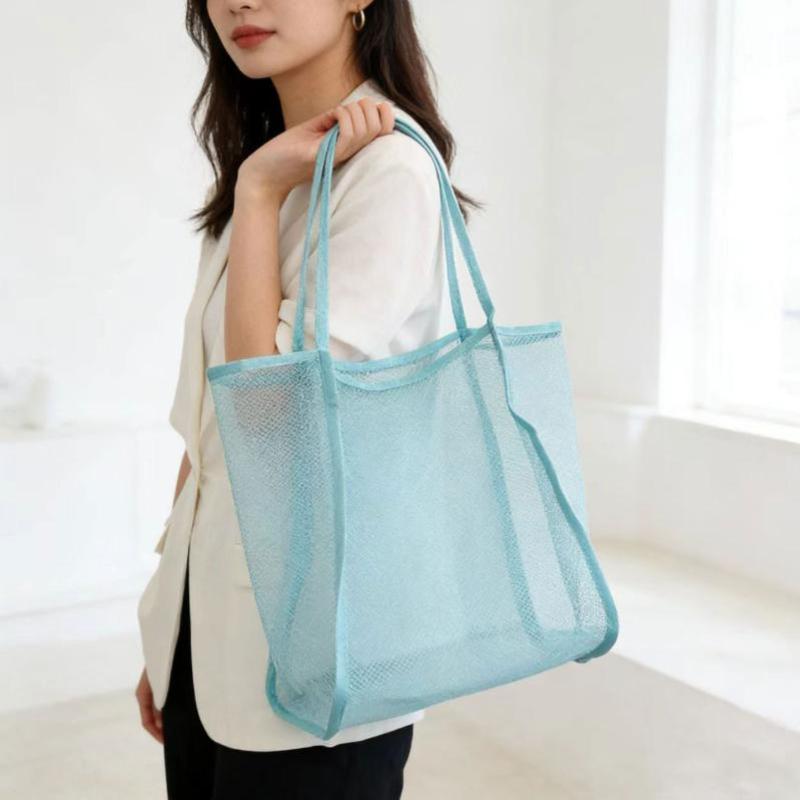 Mesh Beach Bag Lightweight Breathable Quick Dry Travel Tote For Beach Trips Outdoor Activities Store Towels Toys