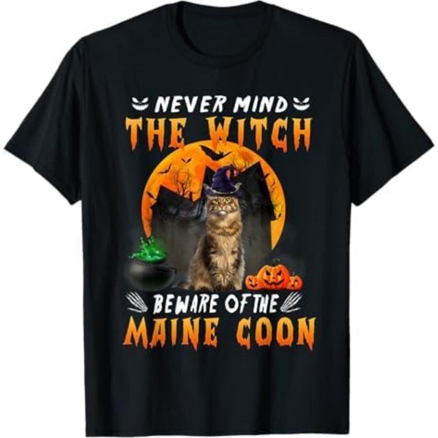 Never Mind The Witch Beware of Maine Coon Cat Halloween T-Shirt GIU Mens Womens Tank Top Sweatshirt Hoodie Longsleeve Black XXXXXL разноцветный