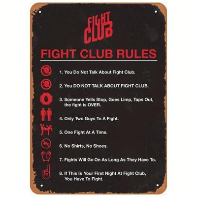 1 יחידה, פוסטר סרט שלט מתכת רטרו כללי מועדון הקרב אמנות קיר קישוט שלט פח-(8 אינץ'*12 אינץ'/20 ס"מ*30 ס"מ)