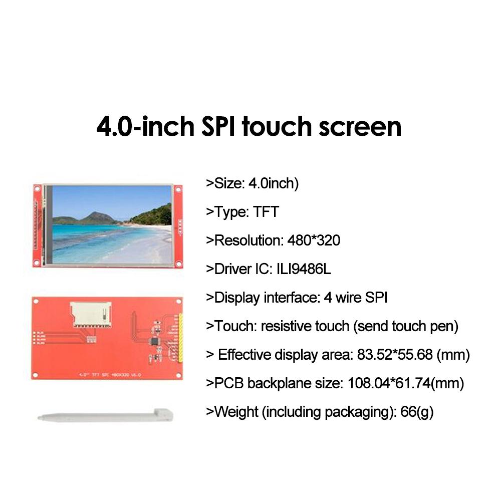 3.5 Inch 4.0 Inch 4 Wire SPI Serial LCD Display Screen Module 480*320 Color Touch Display ST7796S ILI9488 Interface TFT Module
