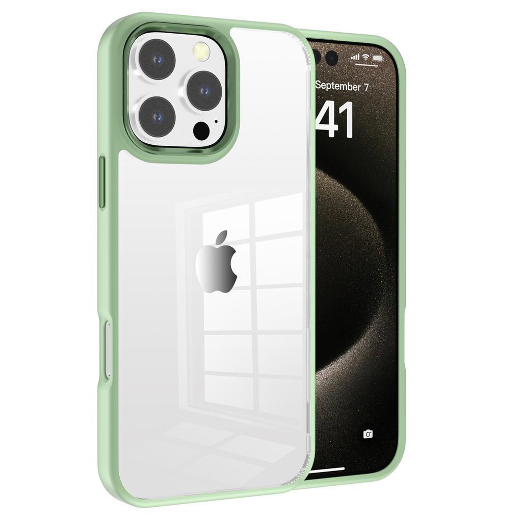 For iPhone 16 Pro Max Clear Phone Case TPU+ PC Phone Back Cover with Metal Button