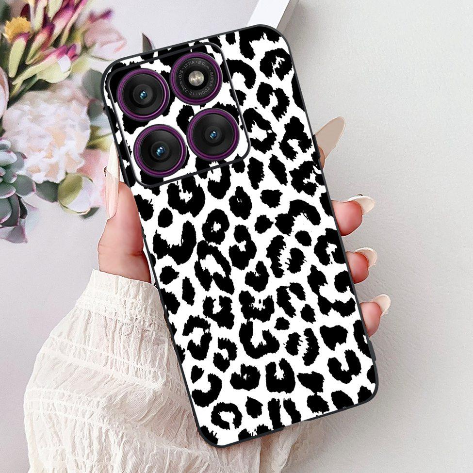 For Motorola Edge 60Pro XT2507-1 Back Cover For Motorola Edge 60 Pro Case Cute Cartoon Luxury Flower Painted Black Silicone 6.7"