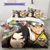 Naruto Anime Muster Bettwäsche Heimdekoration Geburtstagsgeschenk (1 Bettbezug + 2 Kissenbezüge, ohne Füllung)