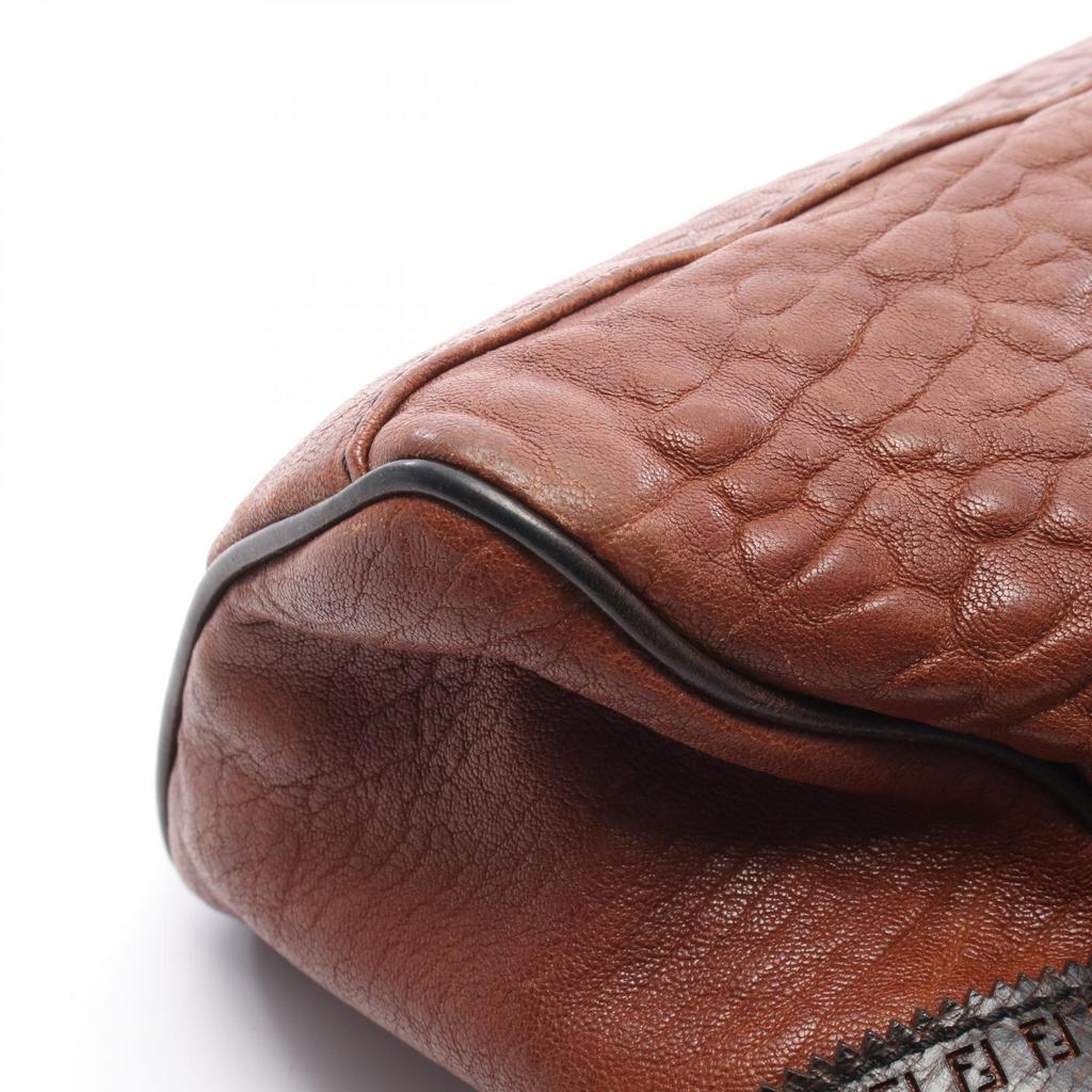 Used FENDI Etnico Handbag 8BN162 leather Brown Used Women