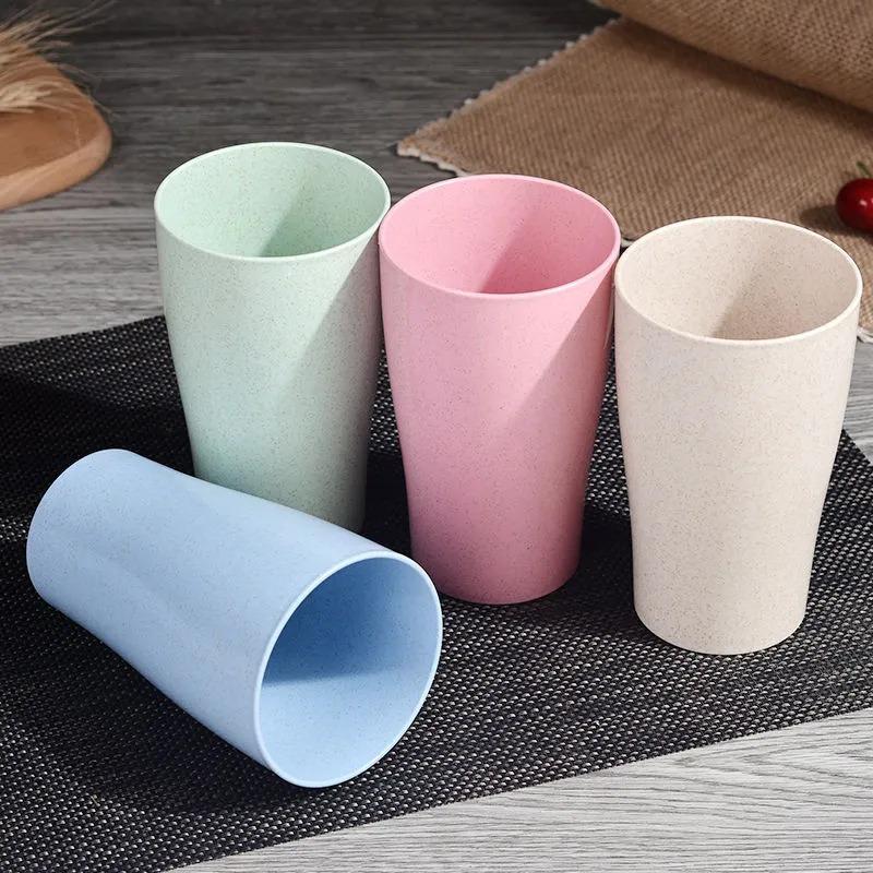 Set 4 buc/Set Paie de Grâu Portabil Cană Apă Potabilă Cană de Spălat Simplu Gospodărie Adult Copil Plastic Anti Cădere Cană Periuță de Dinți