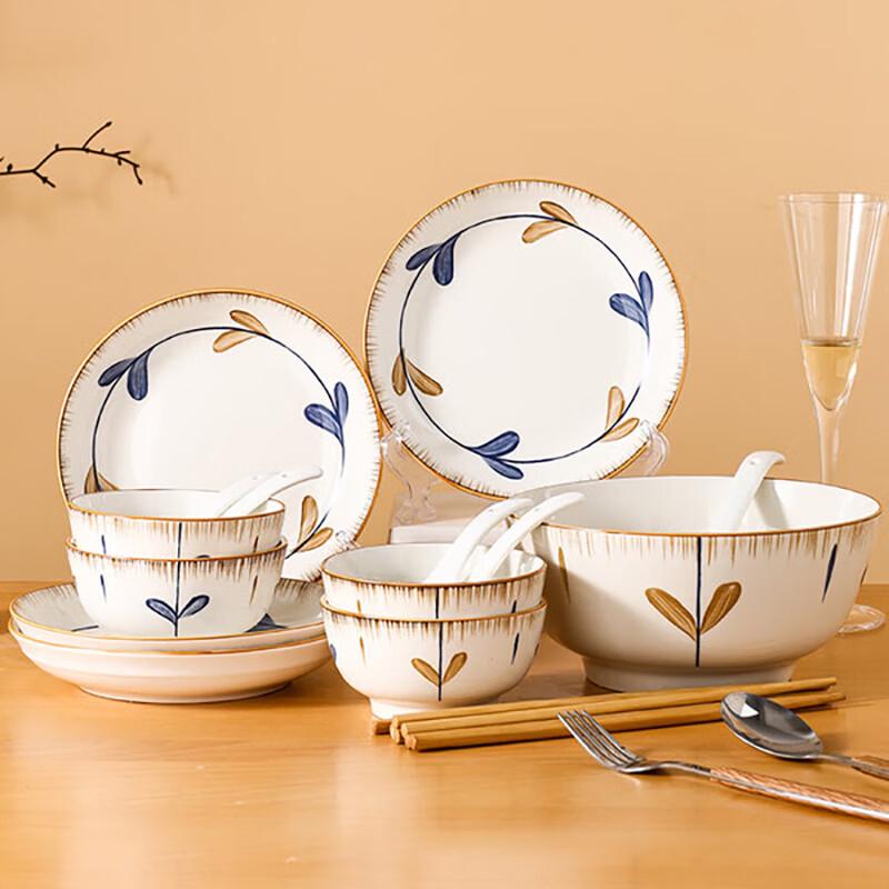 JingJingRS Lanting Xu Japanese Ceramic 10-Piece Dinnerware Set