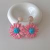 Colorful Raffia Flower Dangle Earrings - Summer Beach Vacation Style, European & American Fashion.