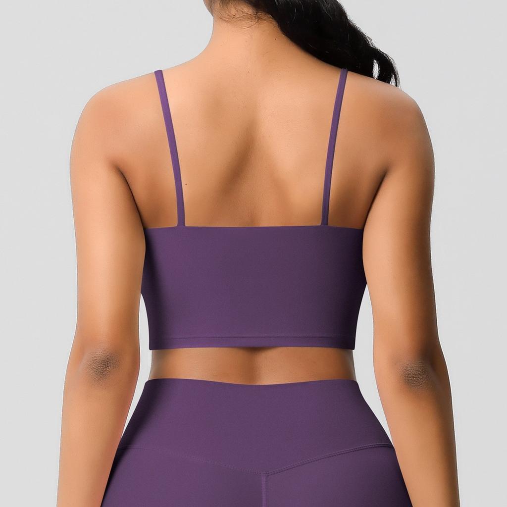 Women's Y Back Sports Bra - Padded Low Impact Spaghetti Thin Strap Workout Yoga Top
