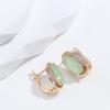 Emerald Cut Oval Natural Zircon Drop Earrings Women  Rose Gold Color Crystal Accessories Ethnic Daily Fine Jewelry