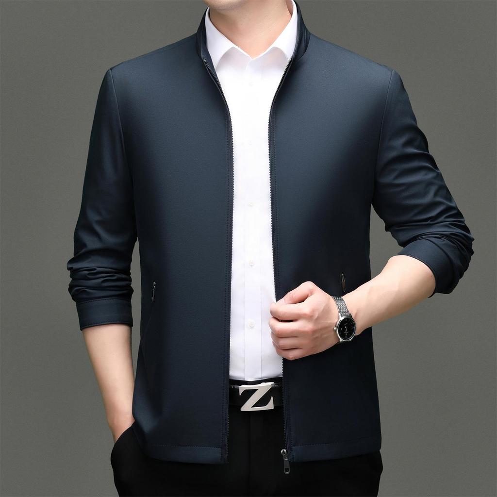 2026 Men's Stand Collar Business Jacket - High-End Spring & Autumn Outerwear, New Casual Style for Middle-Aged Men