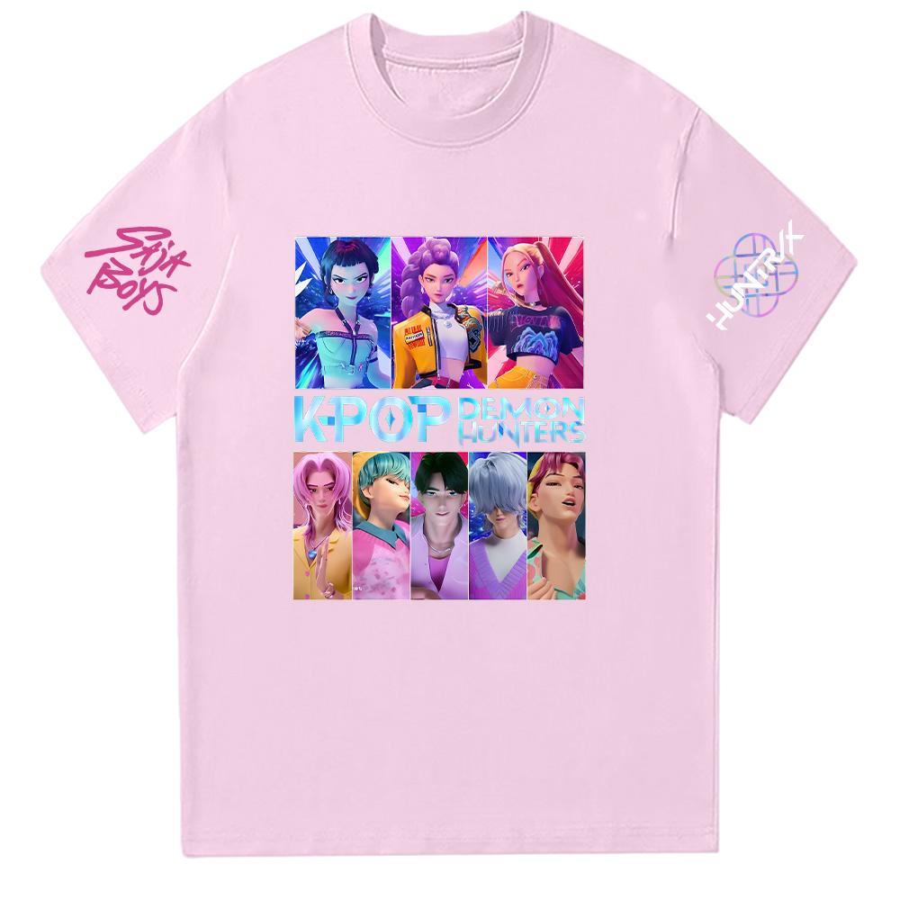 Kpop Demon Hunters HUNTRIX Saja Boys T Shirts Girls O-Neck Casual Women Summer Shirts Cotton T-shirt High Quality Y2K Clothing