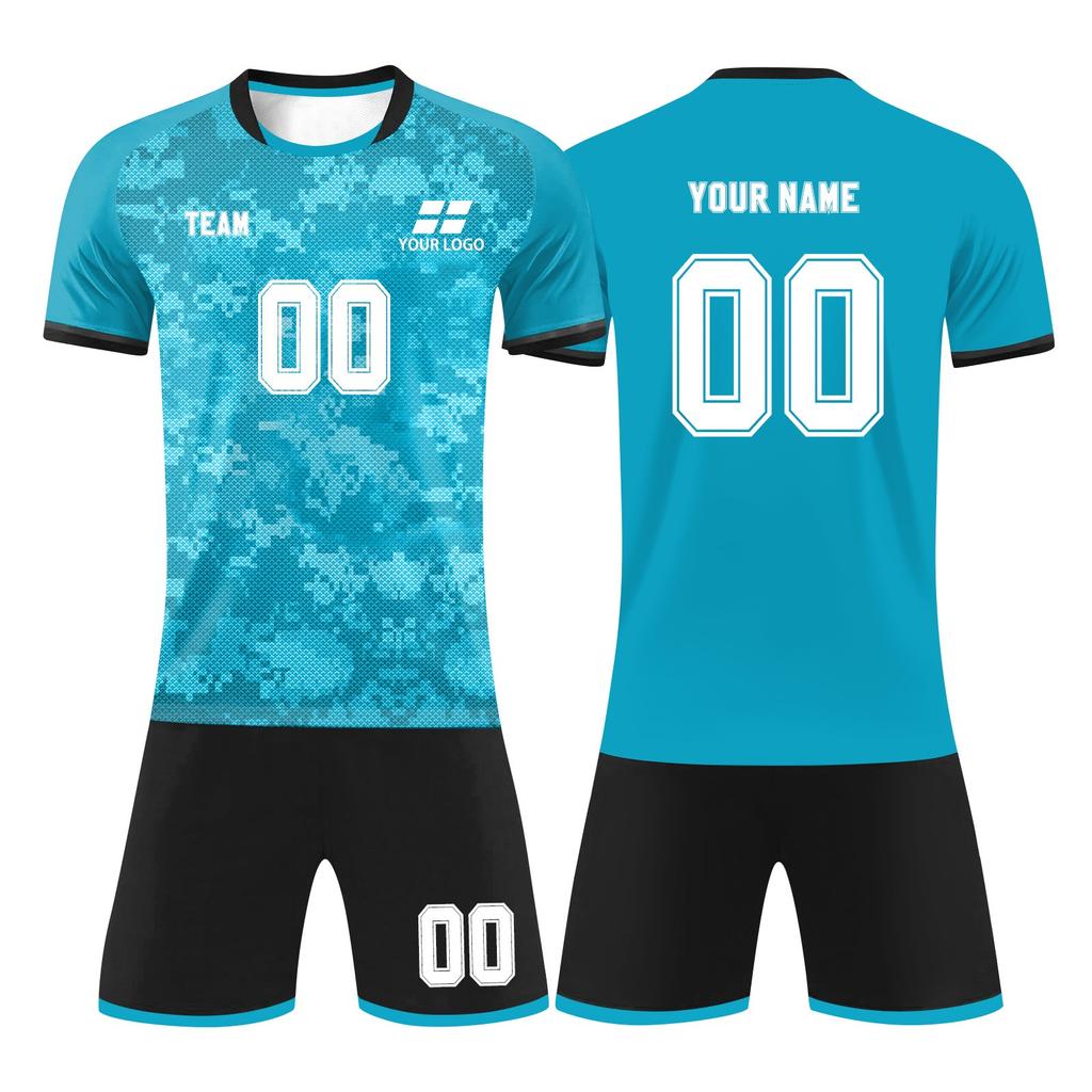 Men Soccer Uniform Set Quick Dry Short Sleeve Jersey and Shorts Comfortable Athletic Sportswear for Training Match