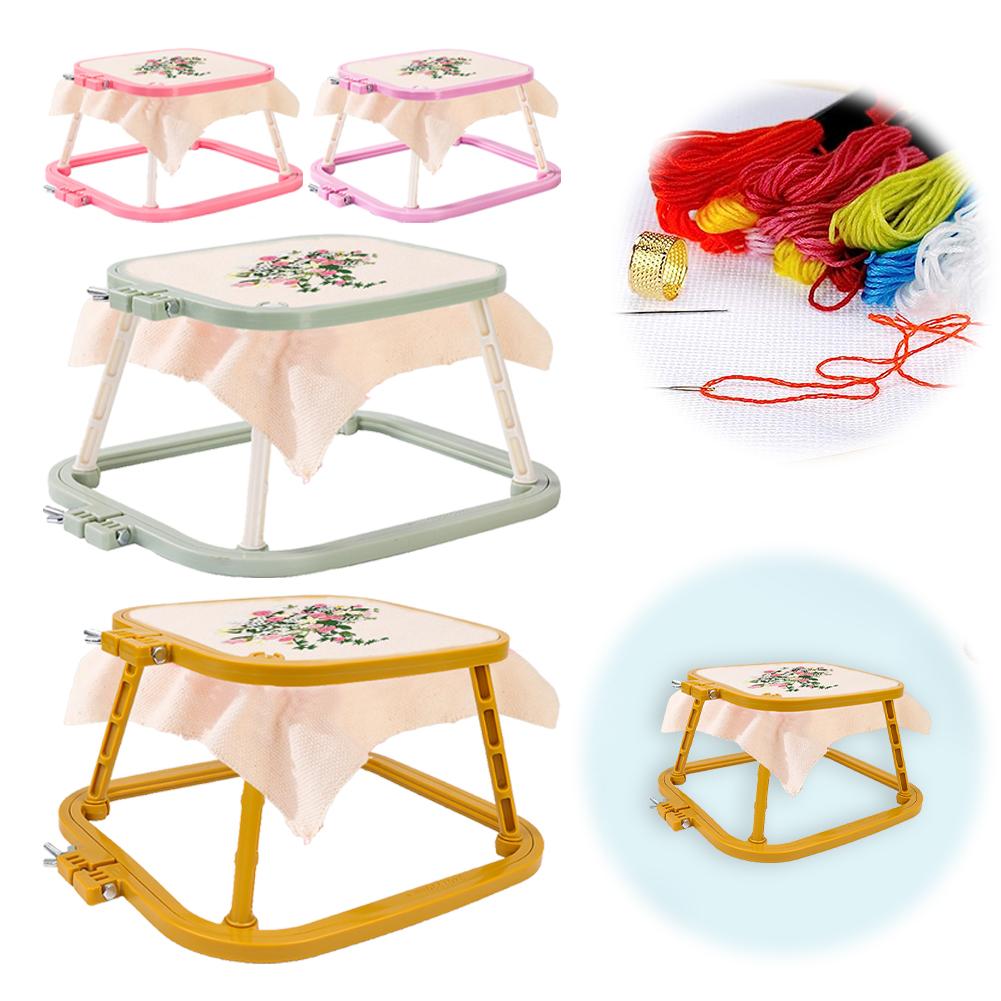 Cross Stitch Rack Multifunctional Double Layer Embroidery Frame Removable 2 Tier Square Embroidery Hoop for DIY Sewing Craft