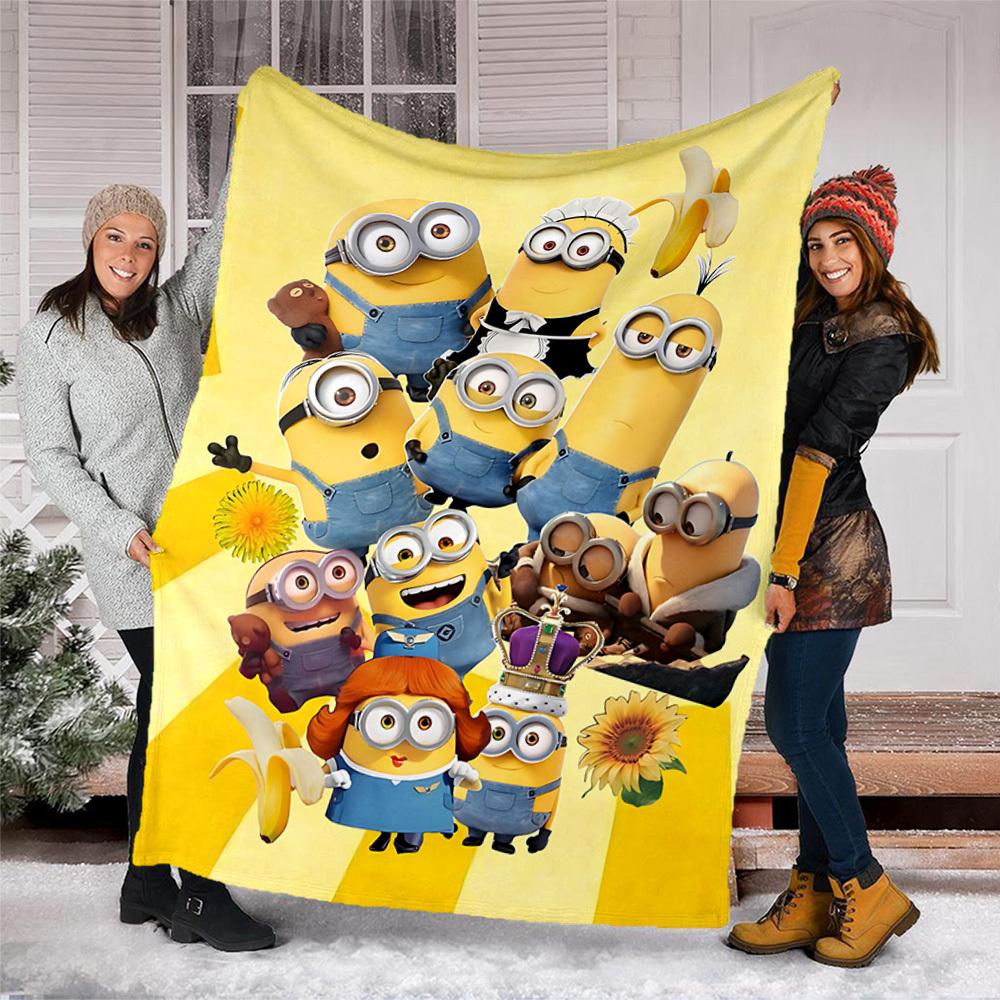 1pc Minions Outdoor Personalized Flannel Blanket, Soft, Lightweight Personalized Flannel Blanket, Digital Printing,