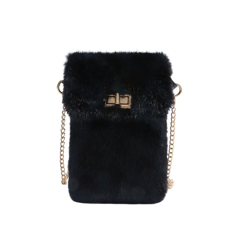 Real Mink Fur Bag Women's One Shoulder Crossbody Female Winter Plush Purses And Handbags Luxury Chain Messenger Shoulder Bag