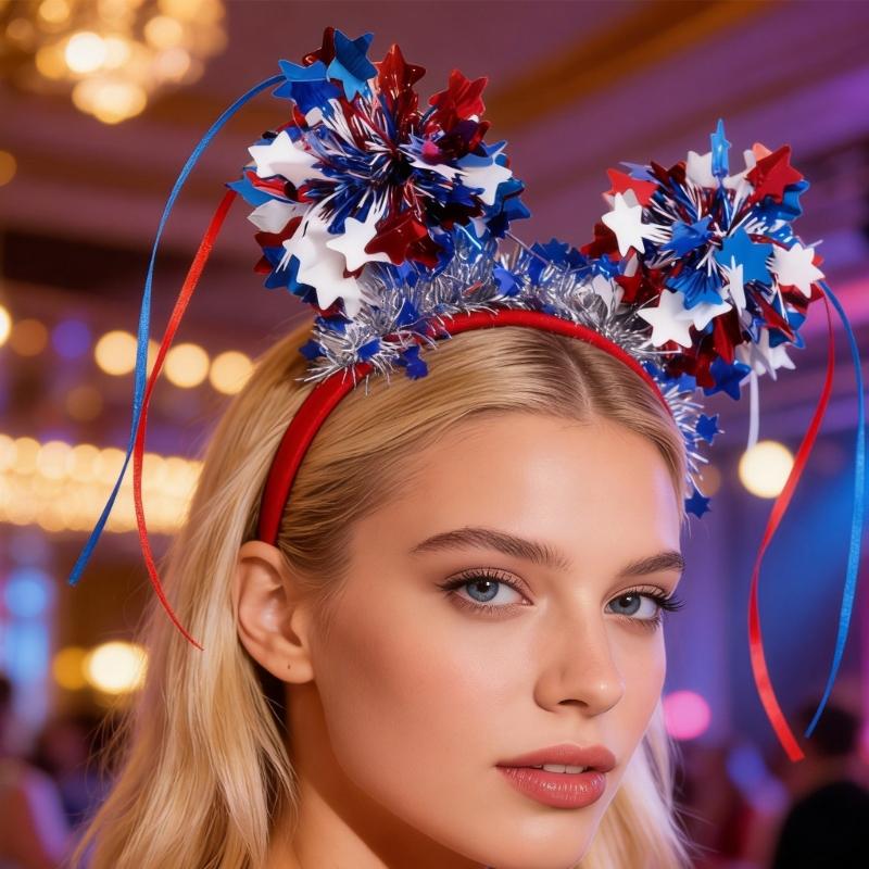 Patriotic Headband For Independence Day With Stripes Design Comfortable Plastic Hair Accessories For Adults Kids