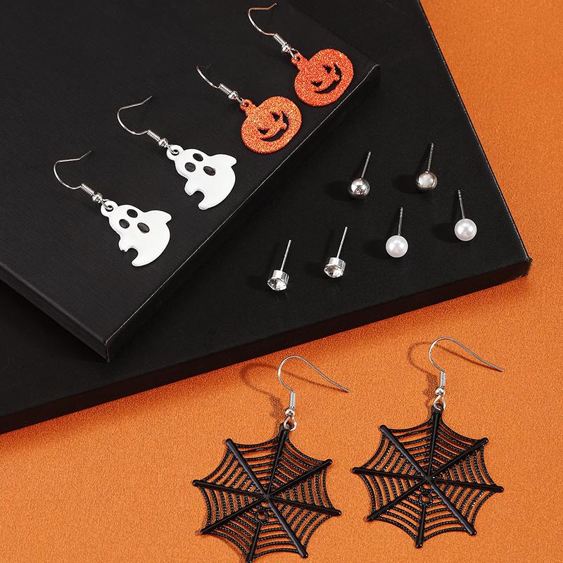 Heiß verkaufendes 6er-Pack Halloween Spinnennetz Kürbis Geist Ohrring-Set mit Festivalatmosphäre Set Ohrringe