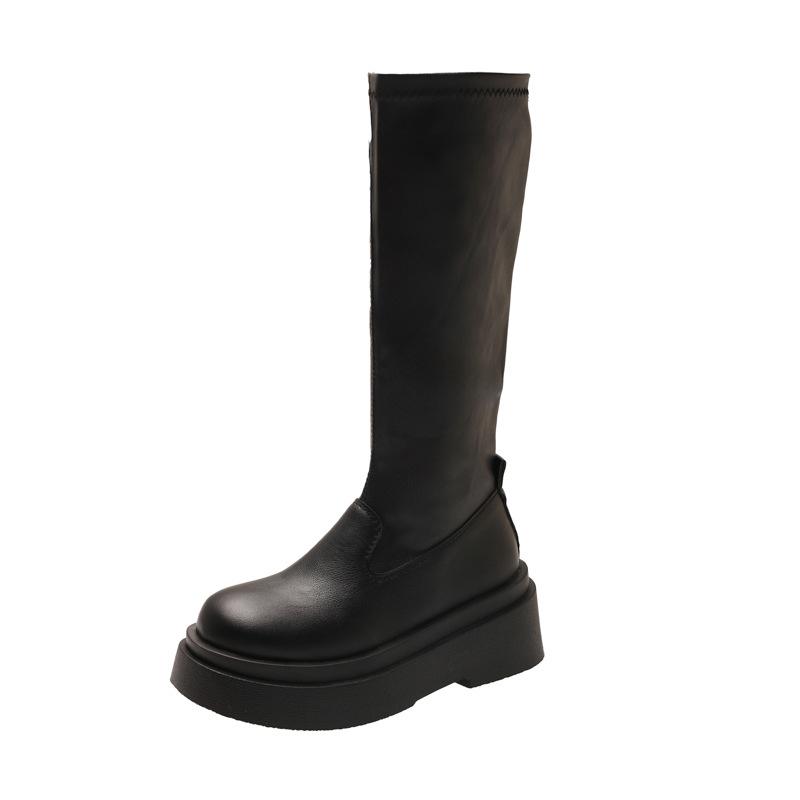 Fashion temperament black American retro heightened platform boots women's 2025 summer new versatile knight boots