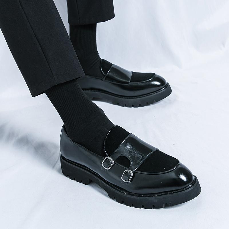 Loafers Men Leather Shoes Thick-soled British Style Black Formal Business Shoes Fashion Luxury Slip-On Casual Shoes Big Size 46