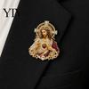 Spiritual Jewelry Sacred Heart of Jesus Brooch, Confirmation Souvenir Christian Faith Accessory with Enamel Religious Pin Pin, Catholic Lapel