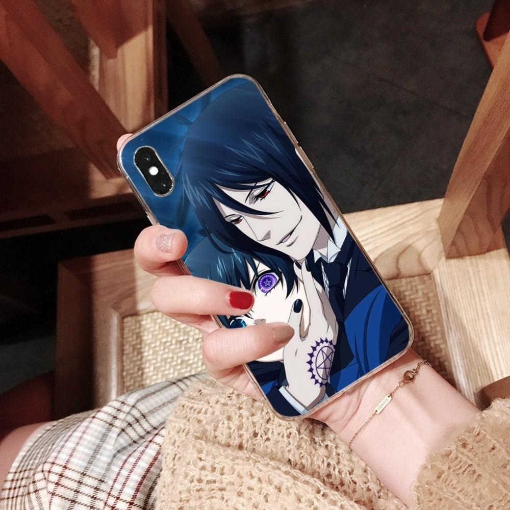 Black Butler Anime Phone Case For iPhone 13 14 Pro Max XS XR 12 11 Pro 13 Mini 6 7 8 Plus Clear Back Cover Capa