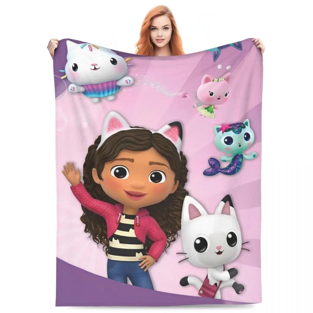 Cute G-Gabbys Girl Dollhouse Blankets Fleece Spring/Autumn Magic House Breathable Soft Throw Blanket for Bed Couch Rug Piece